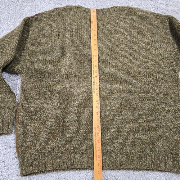 American Eagle Mens L Wool Argyle Sweater Green Brown V Neck Hand Knit Vintage - Picture 9 of 11